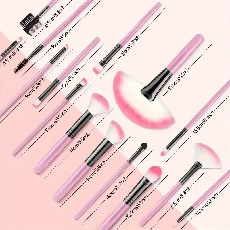 مجموعة فرش مكياج 18 قطعة عالية الجودة من الشعر الصناعي لوضع الأساس والكونسيلر والبودرة وظلال العيون والبلاش، أدوات مكياج احترافية للمبتدئين