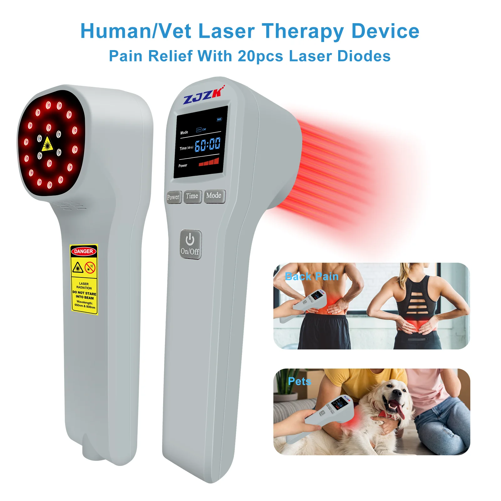 

ZJZK 660nm 850nm Professional Cold Laser Device Red NIR Light Therapy for Joint Muscle Pain Relief Rheumatism Arthritis Home Use