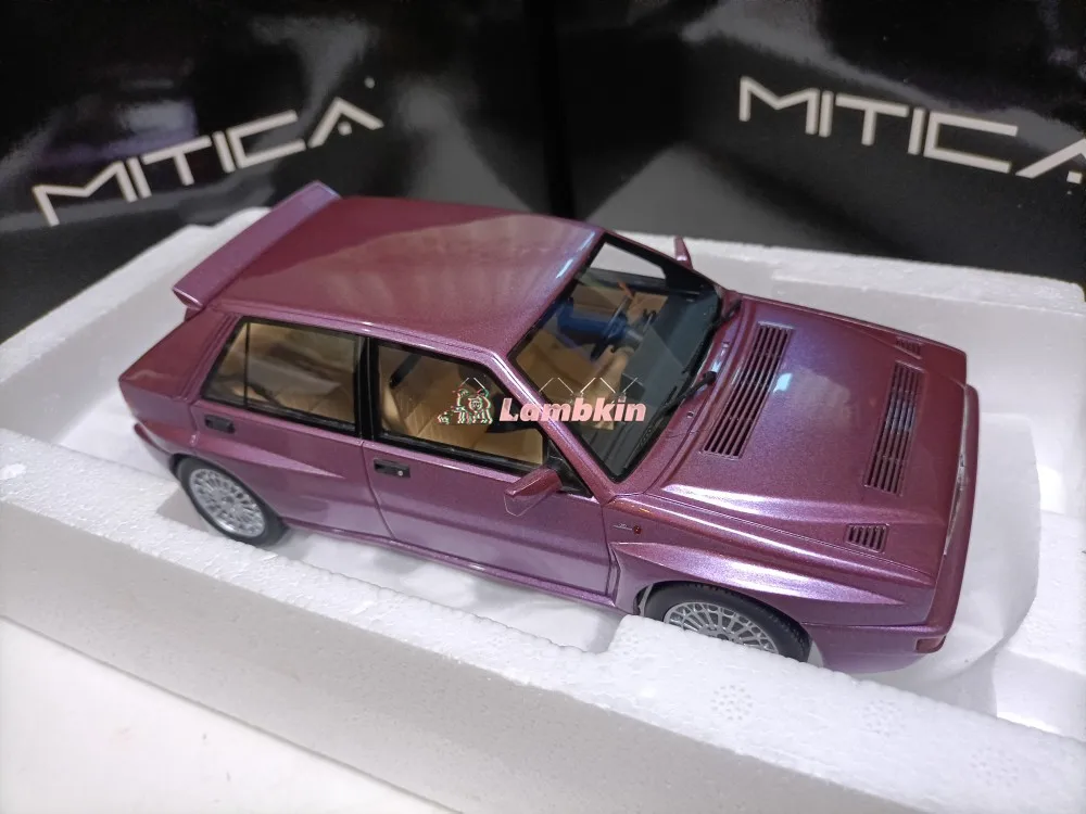 Mitica 1/18 Lancia Delta EVO II โมเดลรถยนต์สปอร์ตแฮทช์แบ็ก4ประตูสีม่วงเมทัลลิคเครื่องประดับของขวัญคลาสสิก