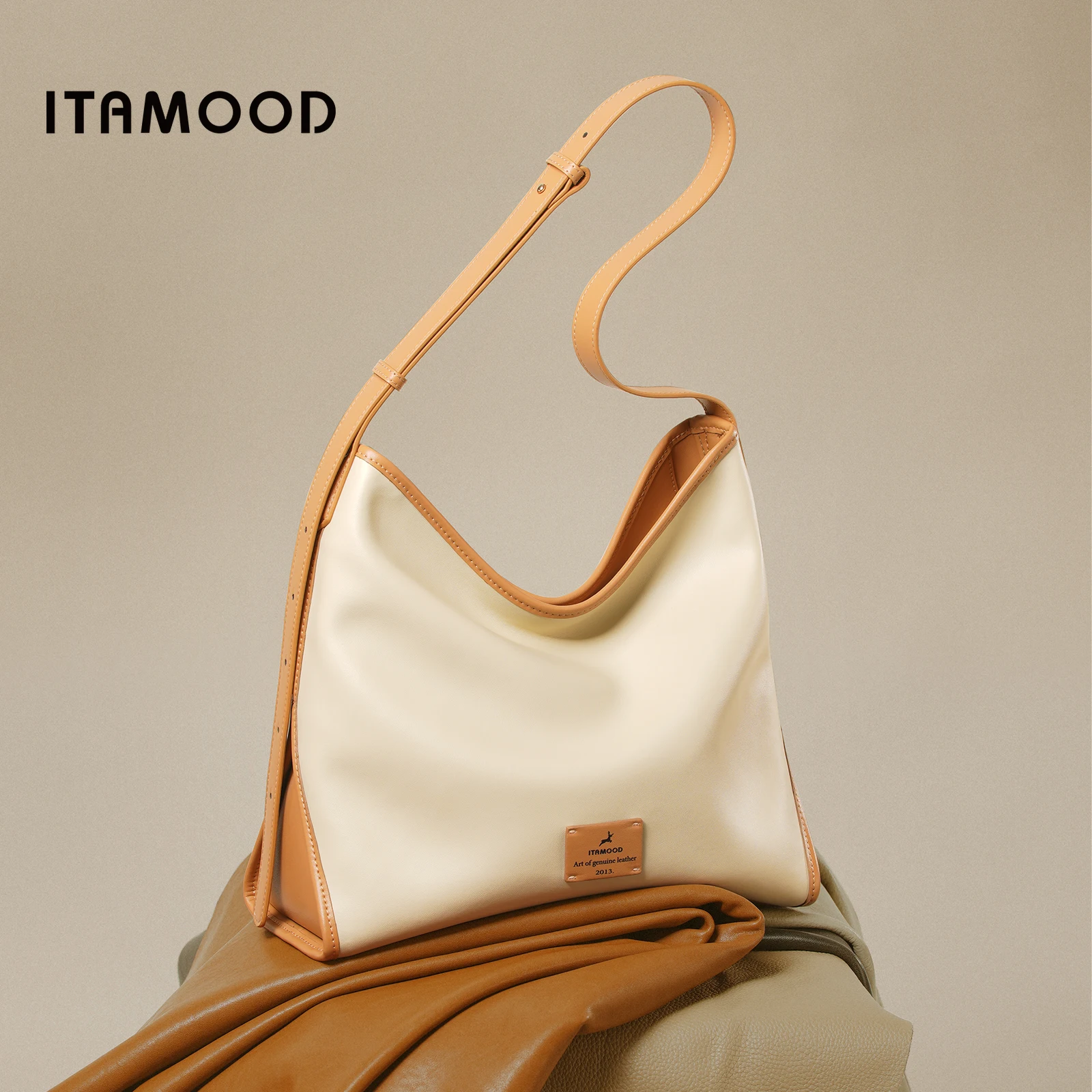 

ITAMOOD Lazy Hobo Tote Bag New Relaxation Large Capacity Shoulder Bag Leather Texture Commuter Crossbody Work Women's Bag
