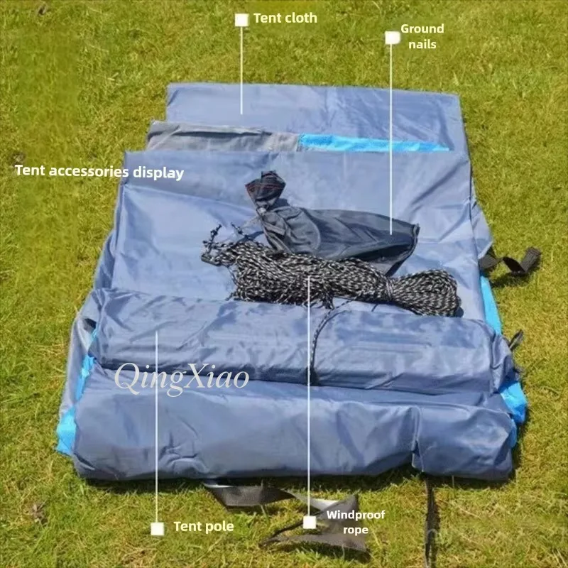 Large Size Tunnel Camping Tent Waterproof UV Protection Outdoor Sun Shelter Wind Resistant Family