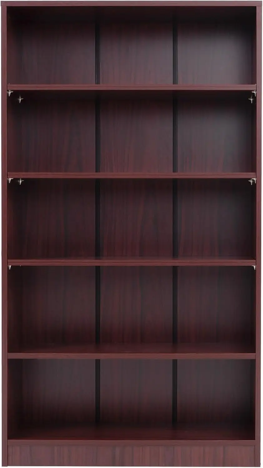 STARY 5 Shelf Mahogany Bookcase 60 inch Tall Wood Bookshelf for Bedroom