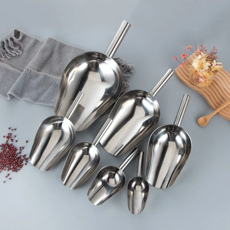 1 Stuks Rvs Ice Scoop Bar Pub Thuis Keuken Ijsblokjes Spice Suiker Meel Moer Scoop Keuken Gadget Ronde schop Scoop