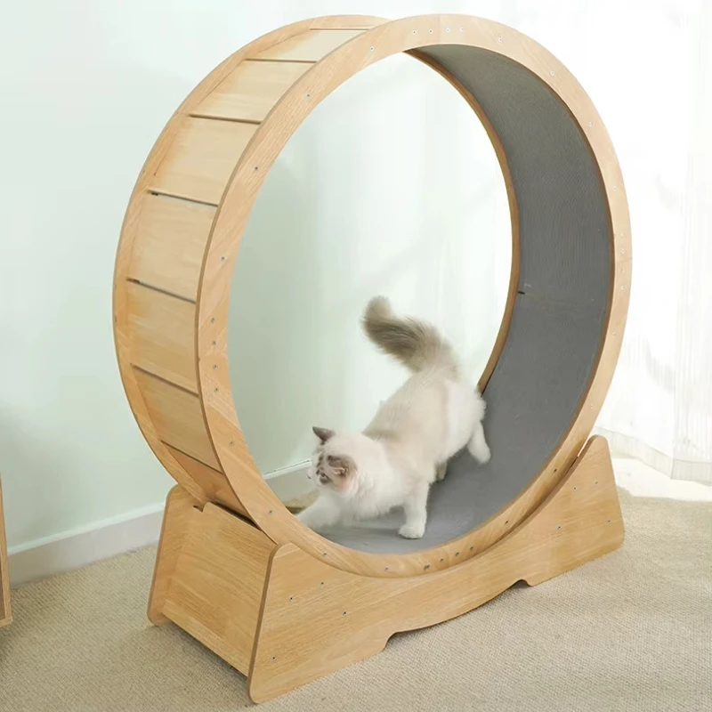 

Birch/Oak Frame Multilayer Panel Silent Climbing Toys Indoor Pets Sports Furniture Cat Running Wheel Cat Treadmill