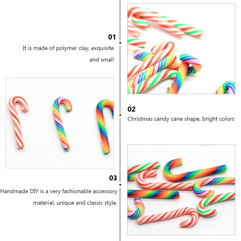 

30Pcs Polymer Clay Christmas Cane Decoration Mini Walking Stick DIY Jewelry Accessories Xmas Pendant Bag Charm