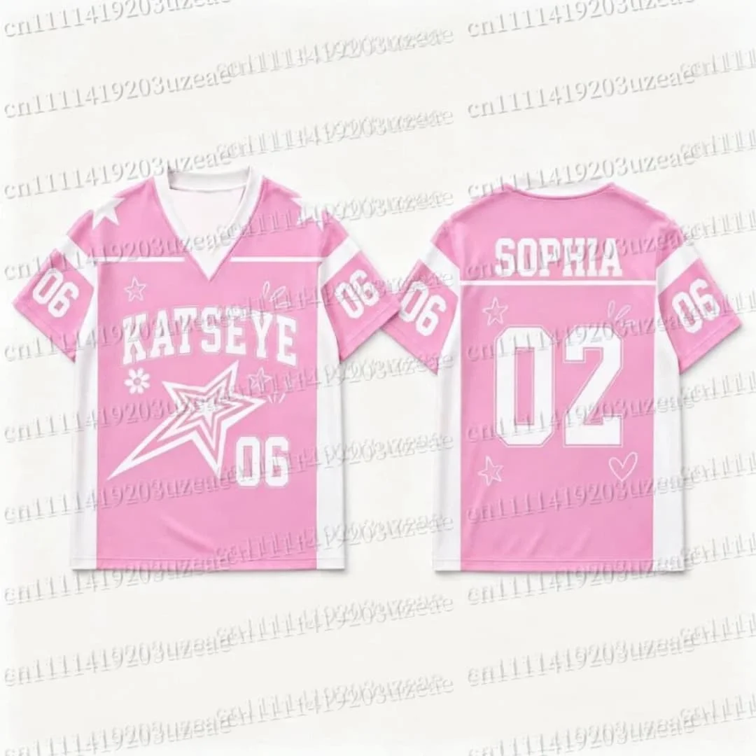 KATSEYE Pink Star Graphic T Shirt Kpop Concert Outfit Unisex Jersey Men Women Y2K Aesthetic Summer Short Sleeve Streetwear Tops view 6