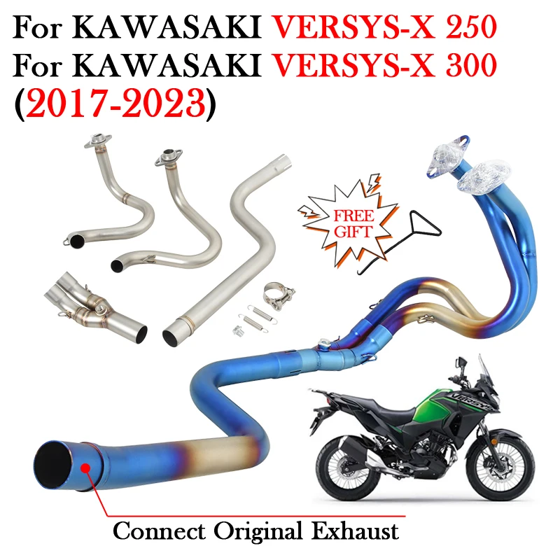 

Slip On For KAWASAKI VERSYS-X 250 300 VERSYS X250 X300 2017 - 2022 2023 Motorcycle Exhaust System Modify Front Link Pipe Escape