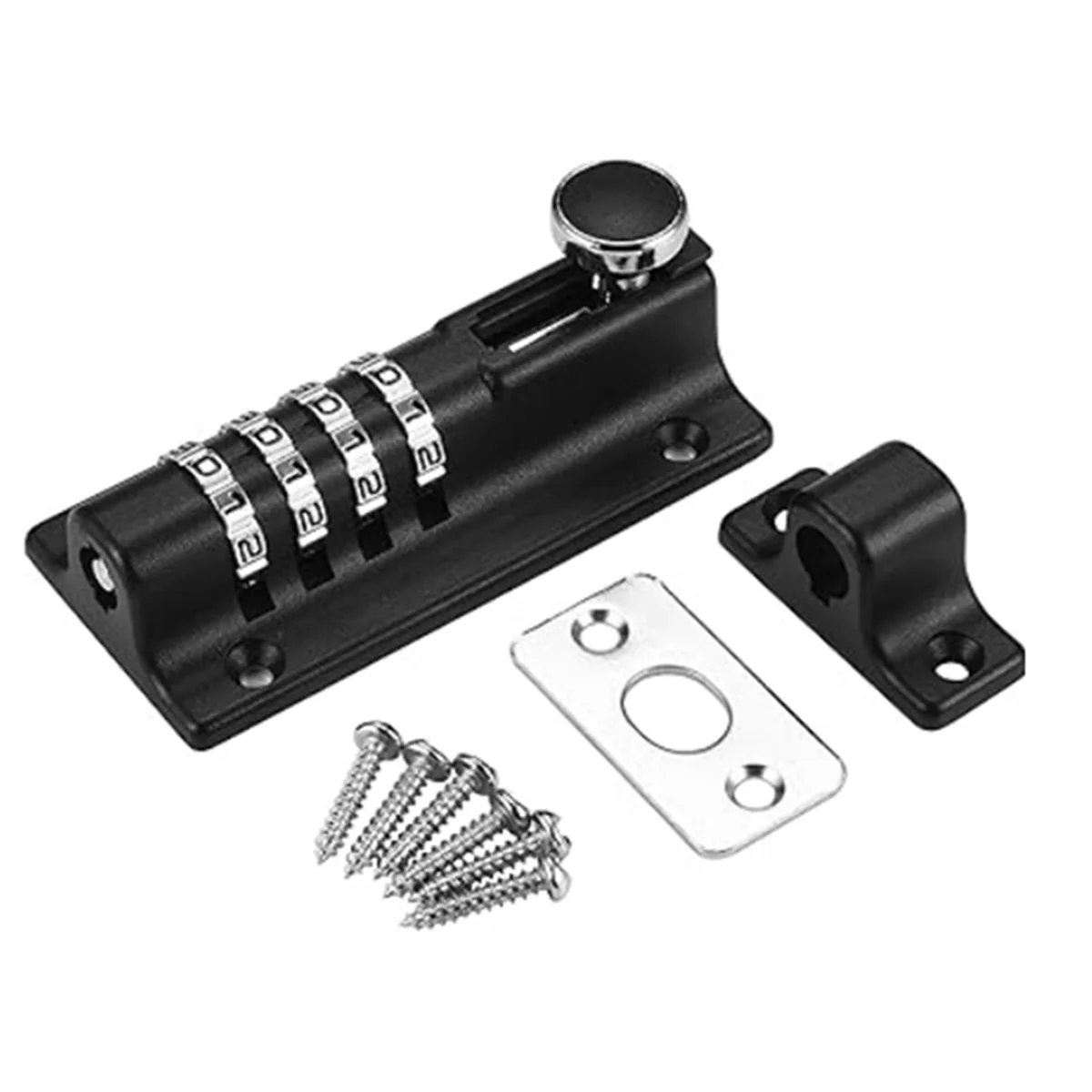 

Password Latch Lock Sliding Combination Lock Password Door Latch Security Lock Anti-Theft Password Lock Catch (Black)