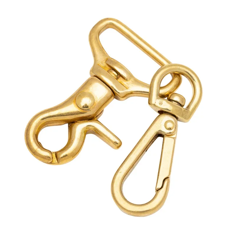 Solid Brass Snap Hook Bolt Trigger Clip Rotatable Lobster Clasps for Leather Craft Bag Strap Belt Webbing Pet Dog Rope Leashes