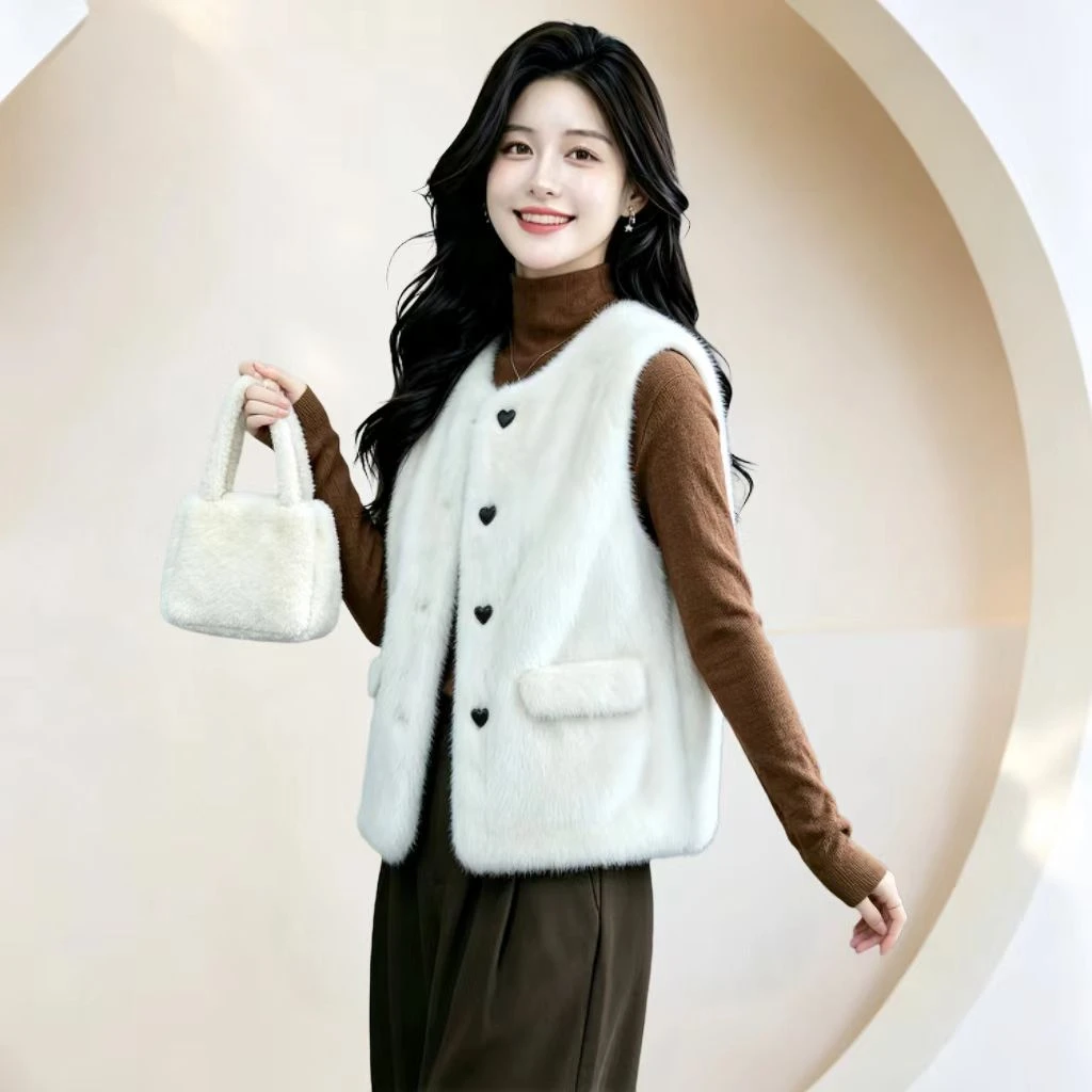 Women's Imitation mink fur grass Warm Vest Coat autumn and winter vest coat Sleeveless Tops