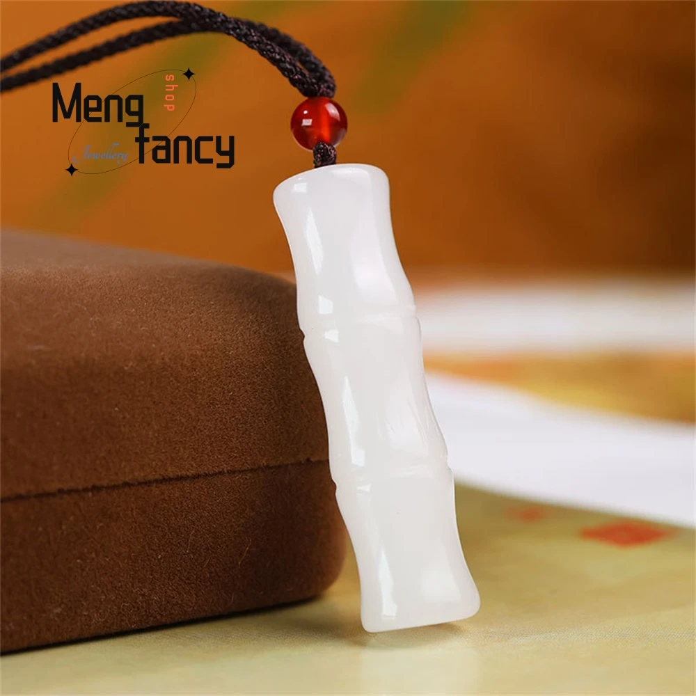 

Gold Thread Jade White Jade Bamboo Joint Pendant, Men's And Women's Ethnic Style Pendant, Quartz Jade Bamboo Joint Pendant