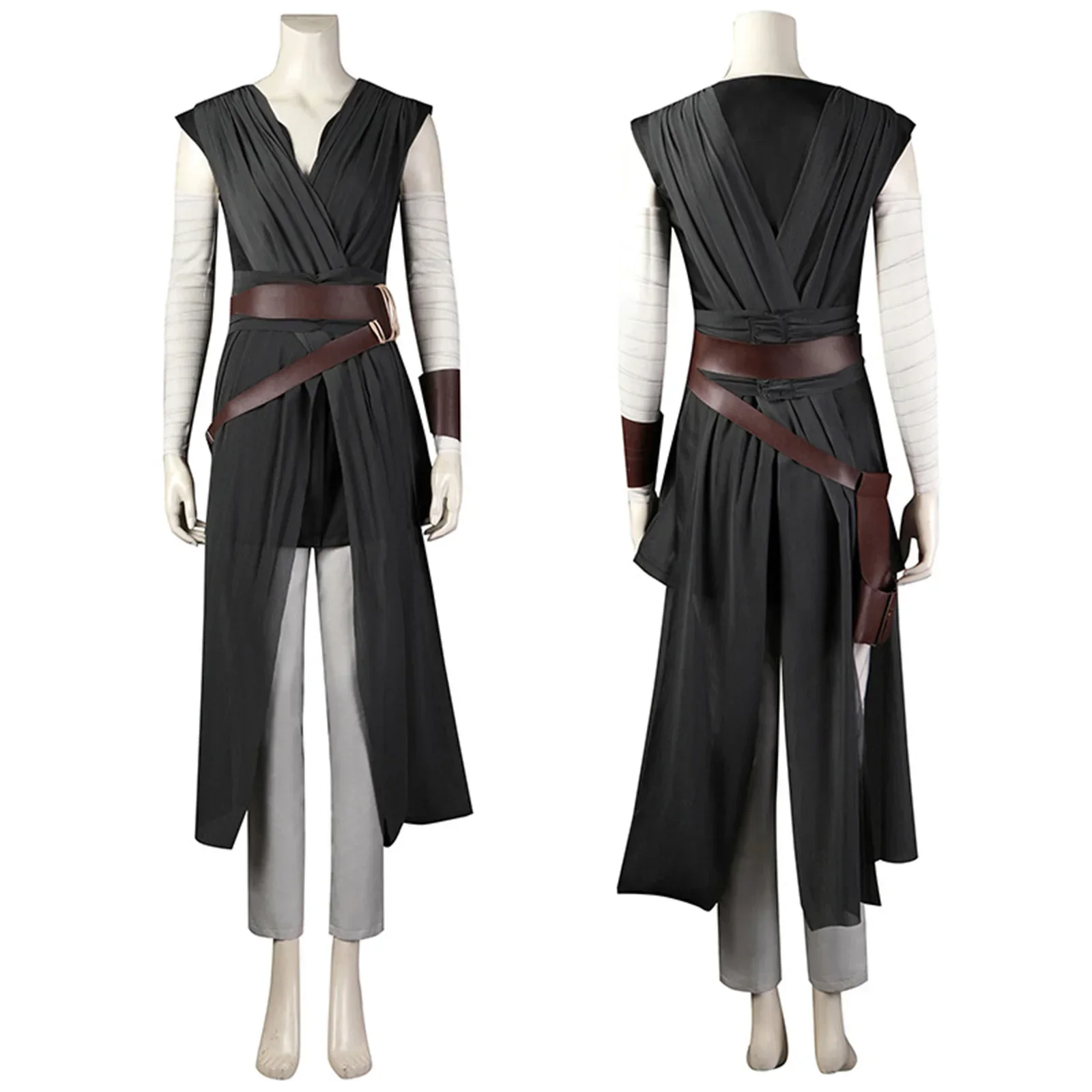 

New 2025 Movie Rey Cosplay Costume Black Top Pants Set Uniform for Adult Halloween Carnival Party Stage Show Suit