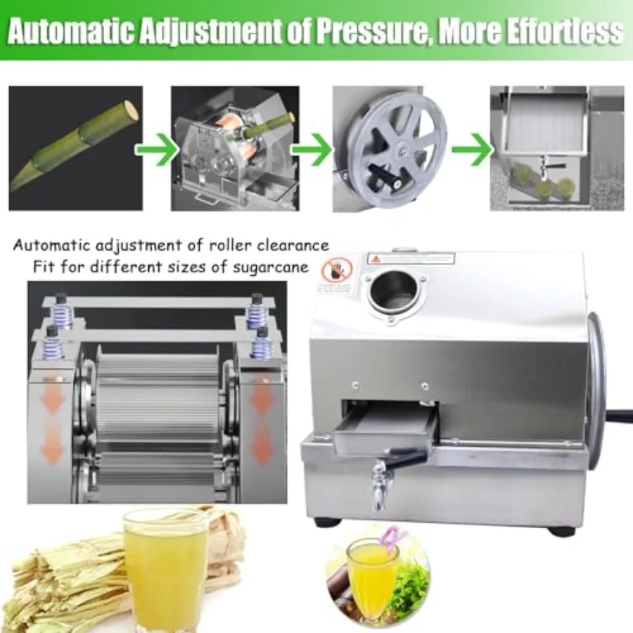 عصارة قصب السكر اليدوية من الفولاذ المقاوم للصدأ 3 أسطوانة مستخرج العصير التجاري 2.4 بوصة مدخل 330 رطل ساعة مخرج آلة ضغط قصب السكر #4