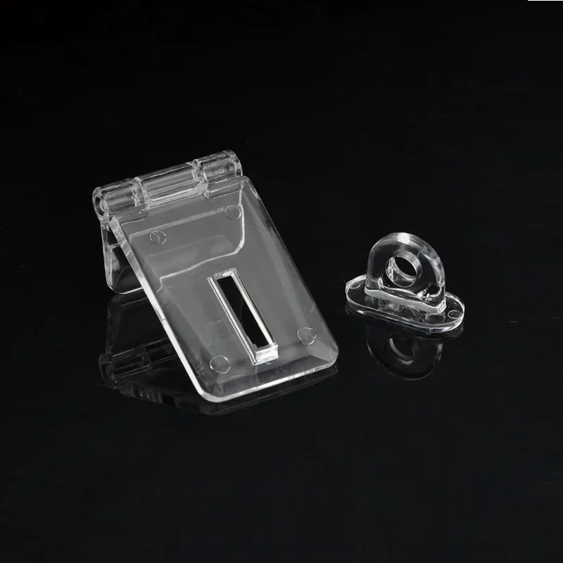 100Pcs Transparent Lock Acrylic Hinge Drawer Buckles Clear Crystal Hasps Padlock Catch Cabinet Hinges L56x24mm