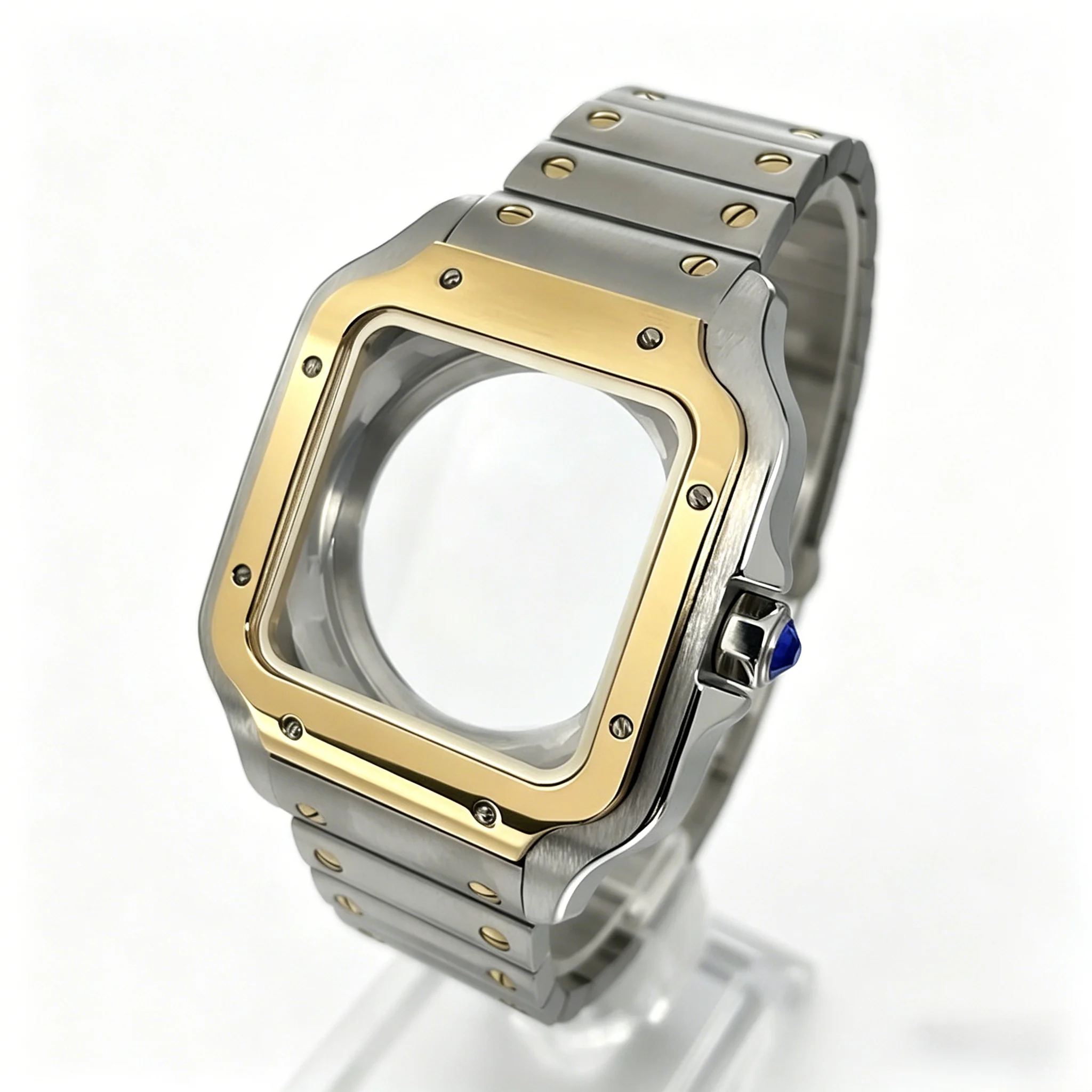 38mm Square Watch Case Stainless Steel NH35 Santos Case Modification Parts For SK San Mod Fit NH36 NH35 Movement Watch Case NH35
