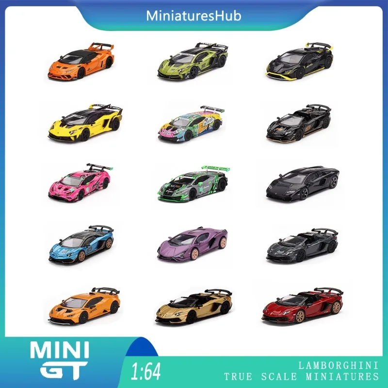 MINIGT 1:64 Lamborghini Huracan Revuelto Aventador Veneno True Scale Miniatures Alloy Die-cast Car Model Gift