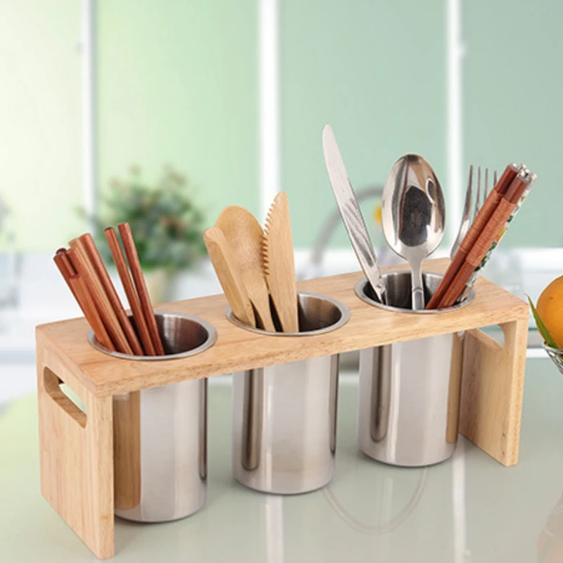 Multifunction Kitchen Countertop With Base Drain Stainless Steel Easy To Clean Proof Cutlery Holder Flatware Organizer Promotion