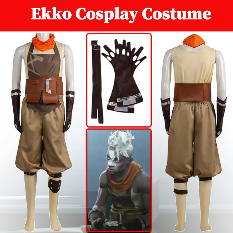 Arcane Season 2 Ekko Cosplay Men Fantasia LOL Costume Male Gloves Belt Clothing Boys Adult Halloween Carnival Party Boys Suit