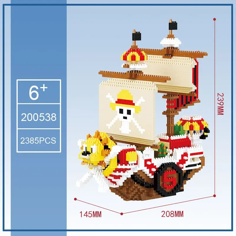 One Piece THOUSAND SUNNY Building Block Diamond Bricks Anime Going Merry Pirate Ship Mini Toy Figure For Children