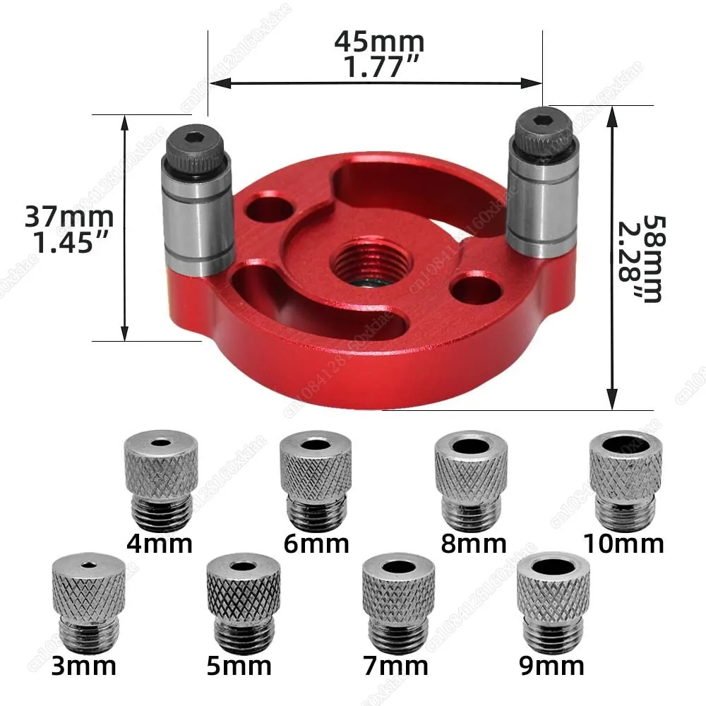 Woodworking Self-Centering Dowel Jig Kit W/ 3-10mm Steel Bushing - Aluminum Vertical Hole Jig Wood Splicing Drill Guide Locator