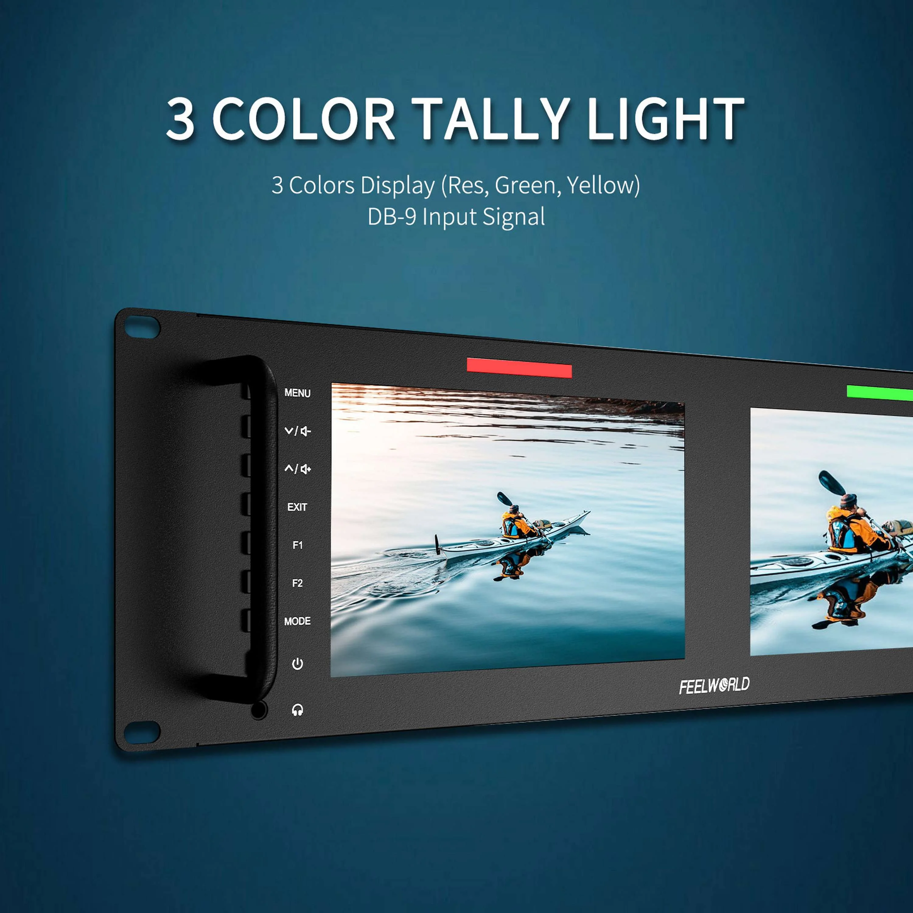 FEELWORLD D71 PLUS-H Monitor Rak, Monitor Rak HD, Dual 7"3RU 4K HDMI 1920x1200IPS, Grosir Pabrik OEM