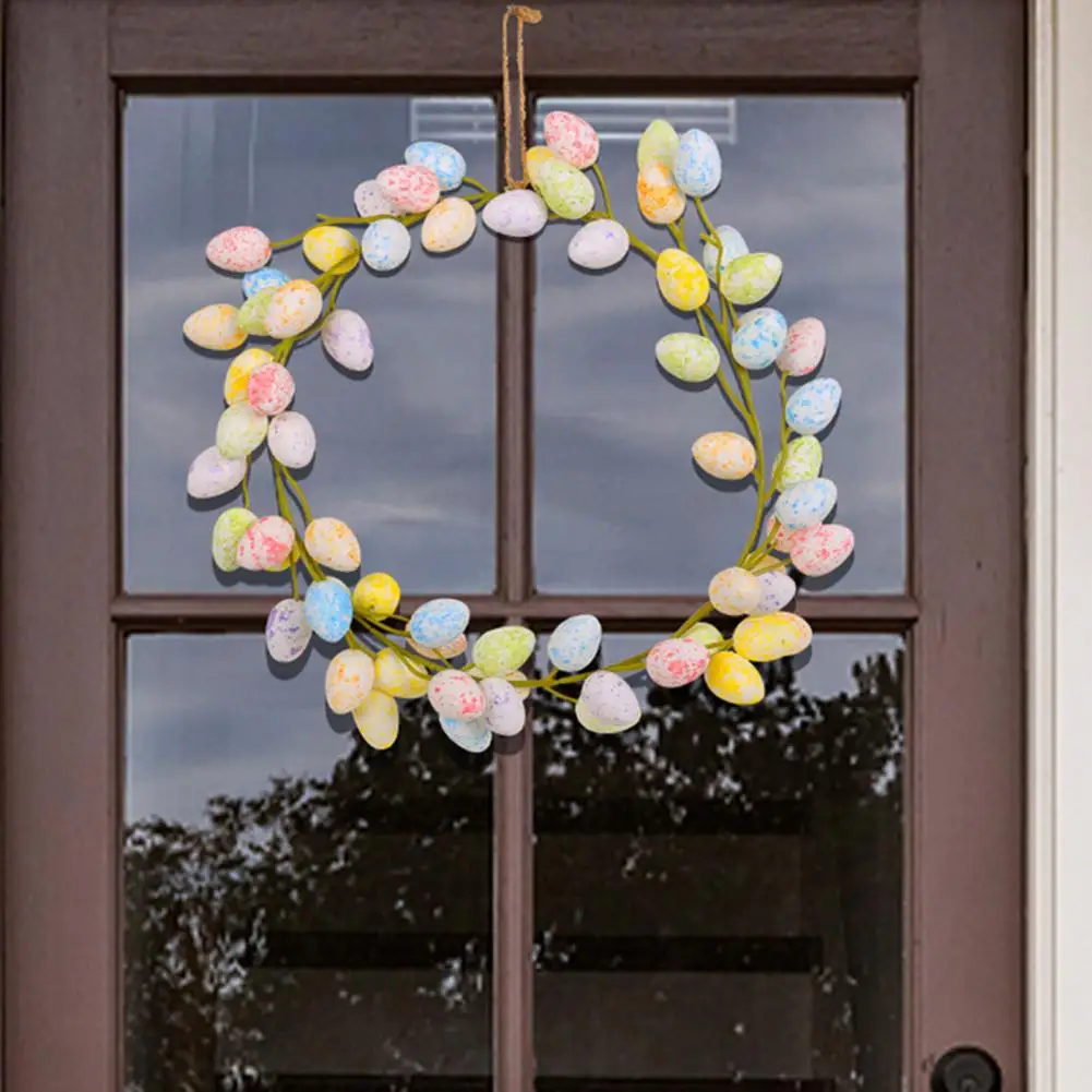 Spotted Surface Easter Egg Garland with Lanyard Garland for Front Door Wall Ornaments Happy for Festive Easter Decorations