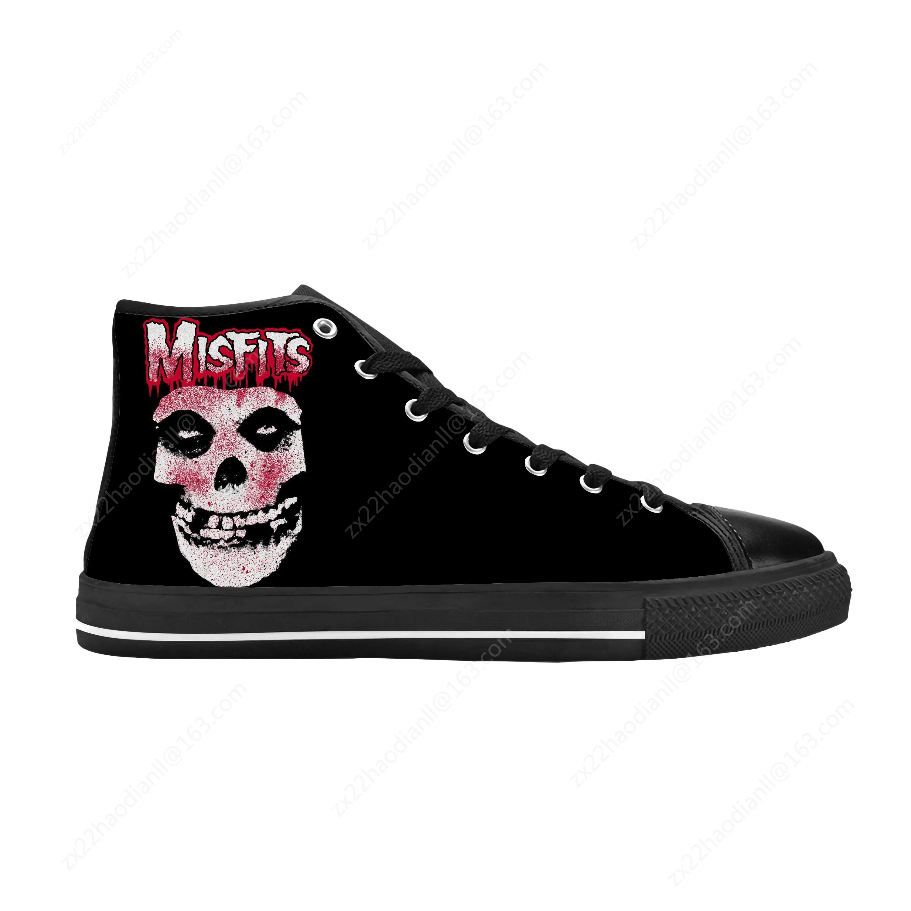 Hot Misfits Skull Skeleton Horror Rock Band Music Casual Cloth Shoes High Top Comfortable Breathable 3D Print Men Women Sneakers