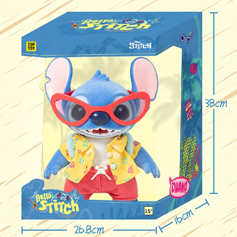 

Genuine Disney Hello Stitch Summer Series Action Figure Figurines Kawaii Stitch Vinyl Face Plush Toys Collection Children Gfit