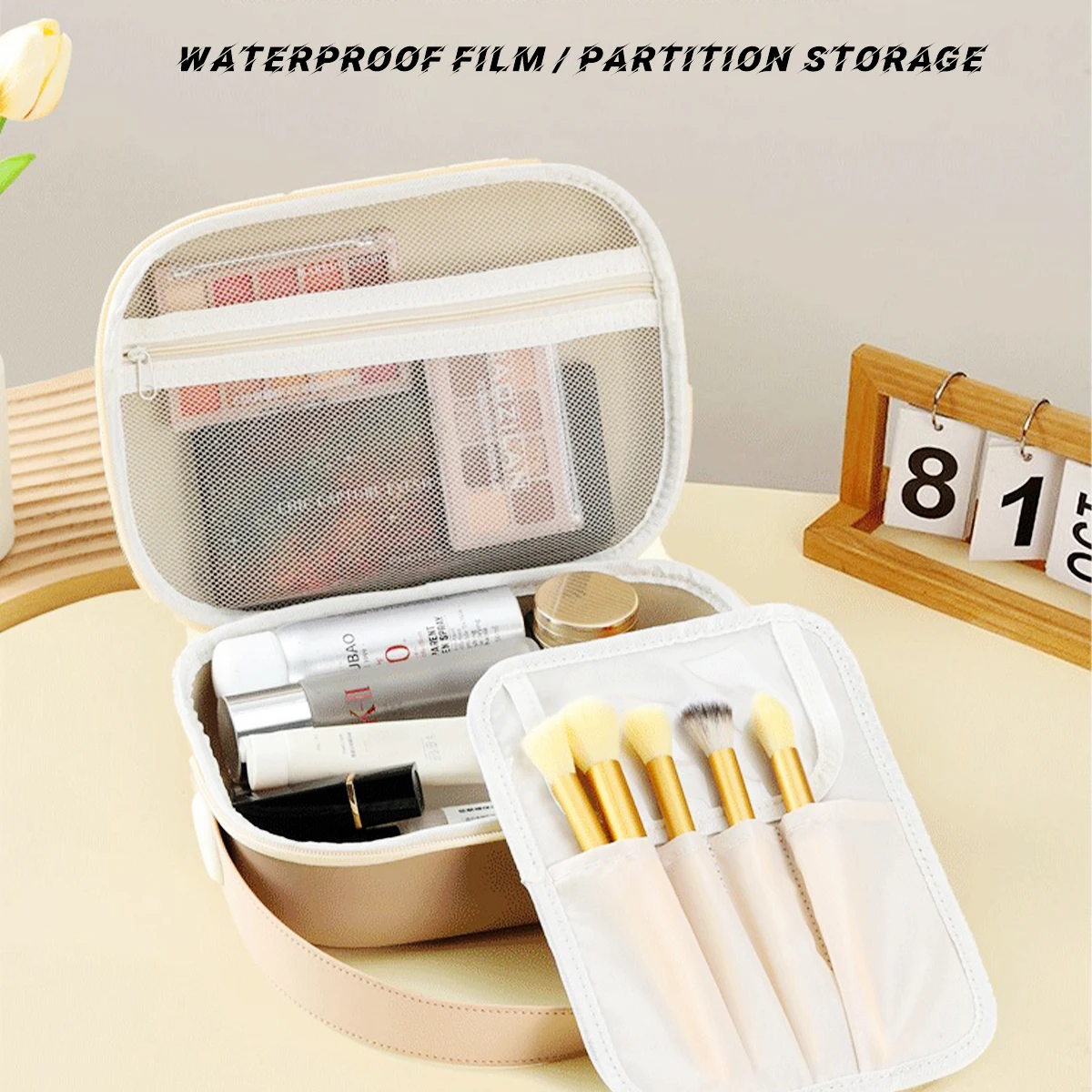 Waterproof Large-capacity EVA Travel Cosmetic Bag, Portable Makeup Brush Organizer