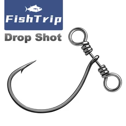 FishTrip 10Pcs Drop Shot Hook Swivel Soft Lure Fishing Hook for Bass Fishing Accessories