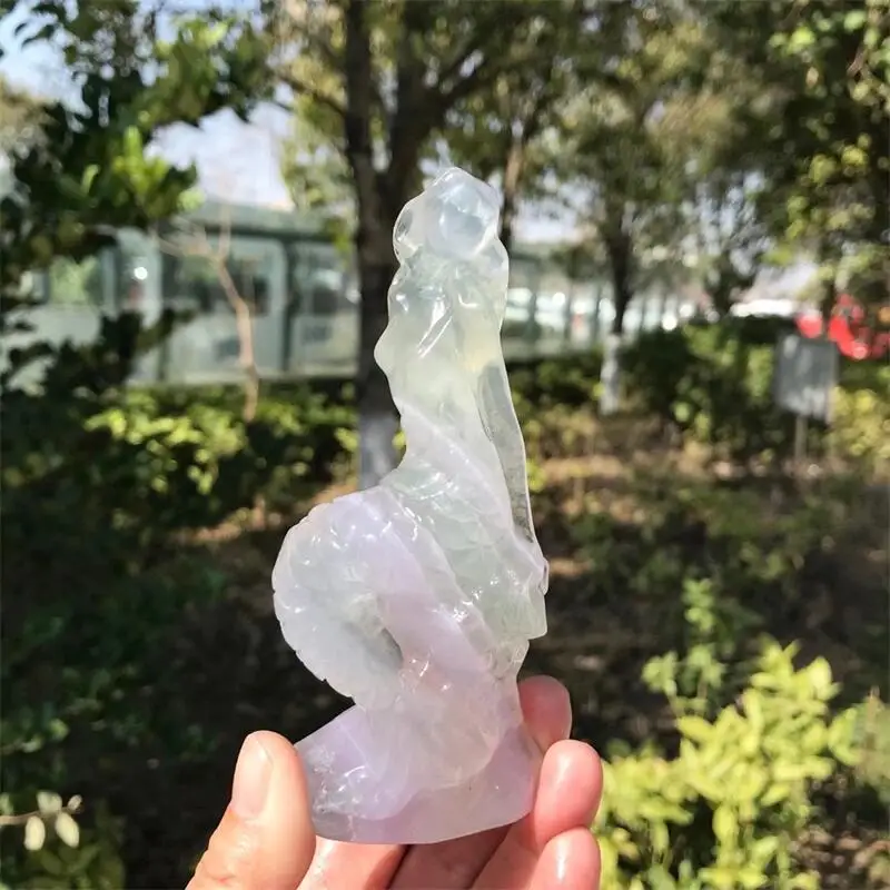 12cm Natural Fluorite Mermaid Statue Healing Crystal Carving Feng Shui Aesthetic Fengshui Home Decoration Reiki Gift 1pcs