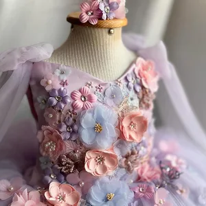 فستان زفاف شبكي لفتاة زهرة ، فستان حفلة عمره عام ، فتاة القوس الكبير ، فستان حفلة موسيقية رائع ، جديد - تواريخ 2024 أفضل 8 فستان حفلة للأطفال للمبيعات - رقم 4