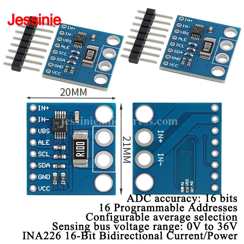 10pcs/1pc INA226 16-Bit Bidirectional Current/Power Monitor Module 16 Bits ADC Accuracy 0V to 36V 16 Programmable Addresses
