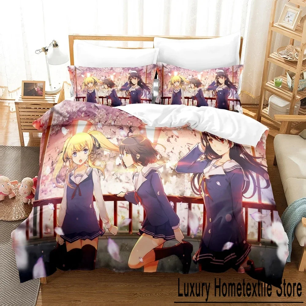 Anime Saekano Megumi Eriri Bedding Set Boys Girls Twin Queen Size Duvet Cover Pillowcase Bed Kids Adult Home Textileextile