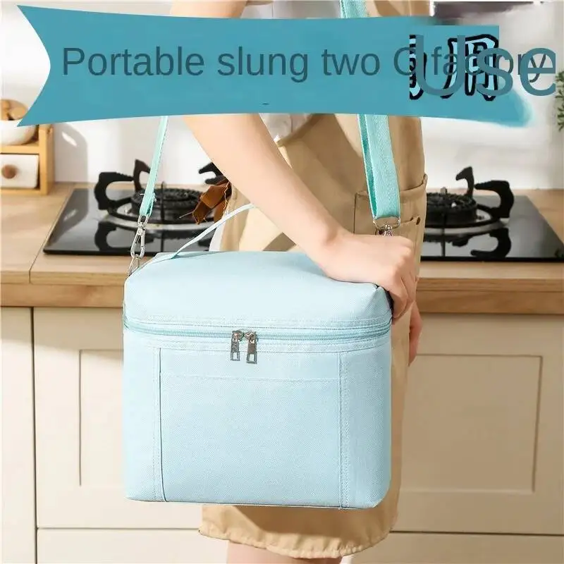 

Повседневная простая портативная сумка для обеда хорошего качества большой емкости, два модели для работы и ручная квадратная изолированная сумка через плечо