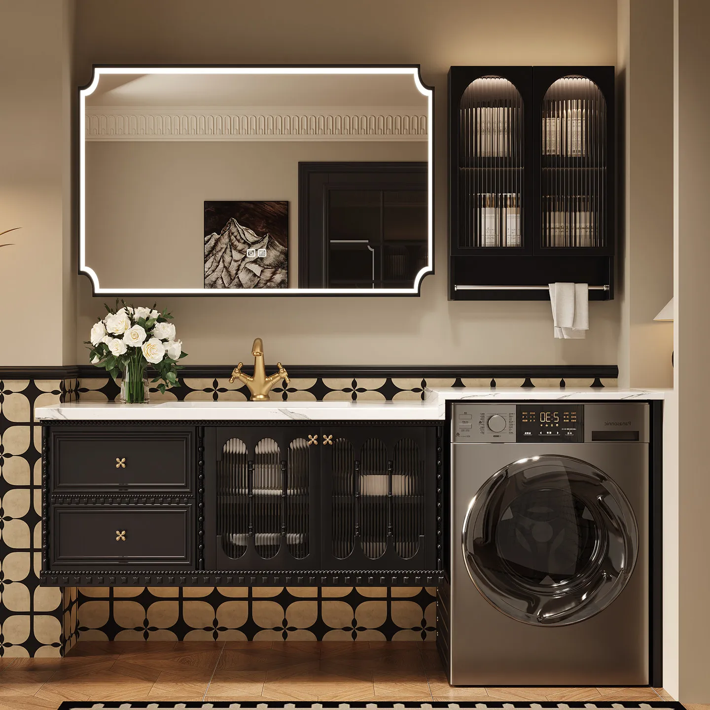 

Комбинированный шкаф для стиральной машины, шкаф для ванной комнаты, станция для мытья рук