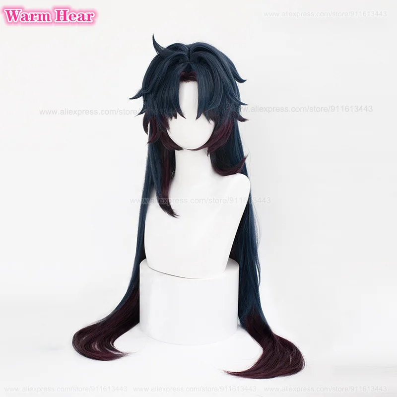 100Cm Lang Blad Cosplay Pruik Anime Donkerblauw Bruin Rood 2024 Cosplay Pruiken Hittebestendige Synthetische Partij Vrouw Pruiken + Een Pruik Cap