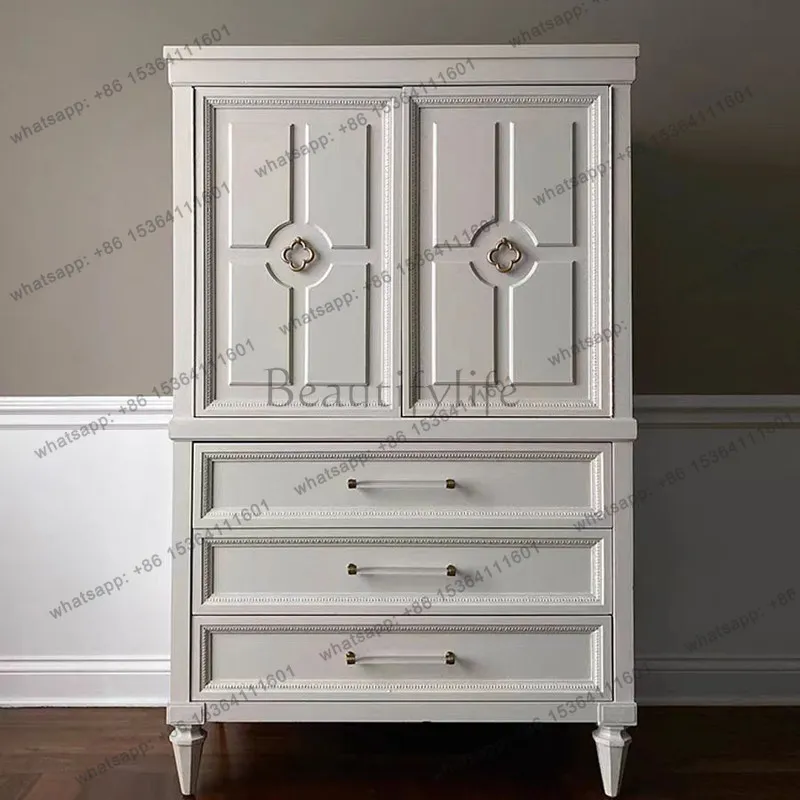 

French solid wood drawer-type chest of drawers against the wall and dining side household locker