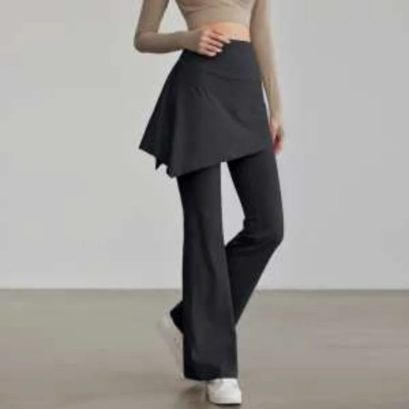 Leggings for Women Fake Two-piece Yoga Pants Autumn Winter New Style Micro-pull Pants Butt Lift Pilates Sports Suit Fitness