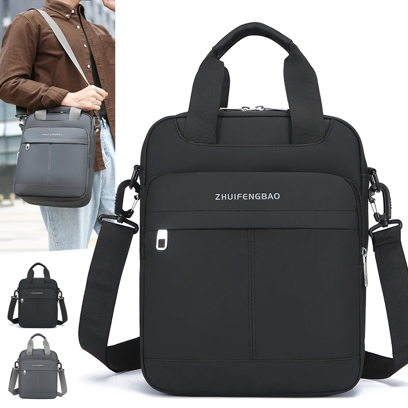 

Men Waterproof Oxford Crossbody Bag with Top Handle for Business Trip Daily Casual Work Travel Zippered Pockets Detachable Strap