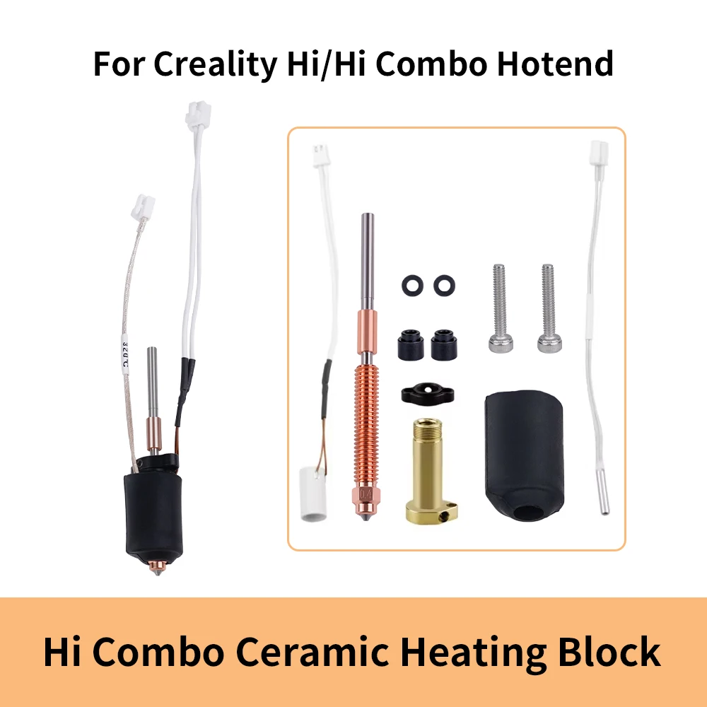 

For Creality Hi Hi Combo Hotend Kit Hardened Steel All-In-One Nozzle Silicone Sleeve Ceramic Heating Block 300°C 3D Printer part