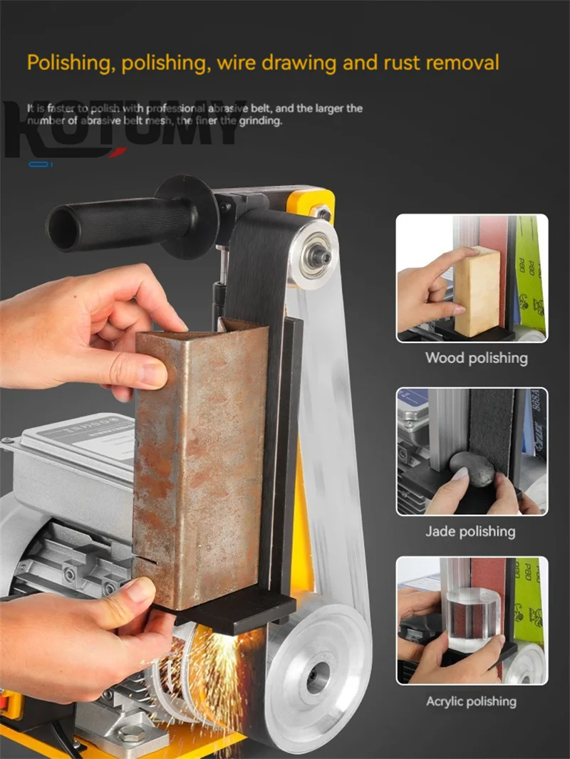 

Industrial Belt Sander Vertical Belt Grinder Adjustable Speed Desktop Wheel Sander Electric Stainless Steel Abrasive Tool 1500W