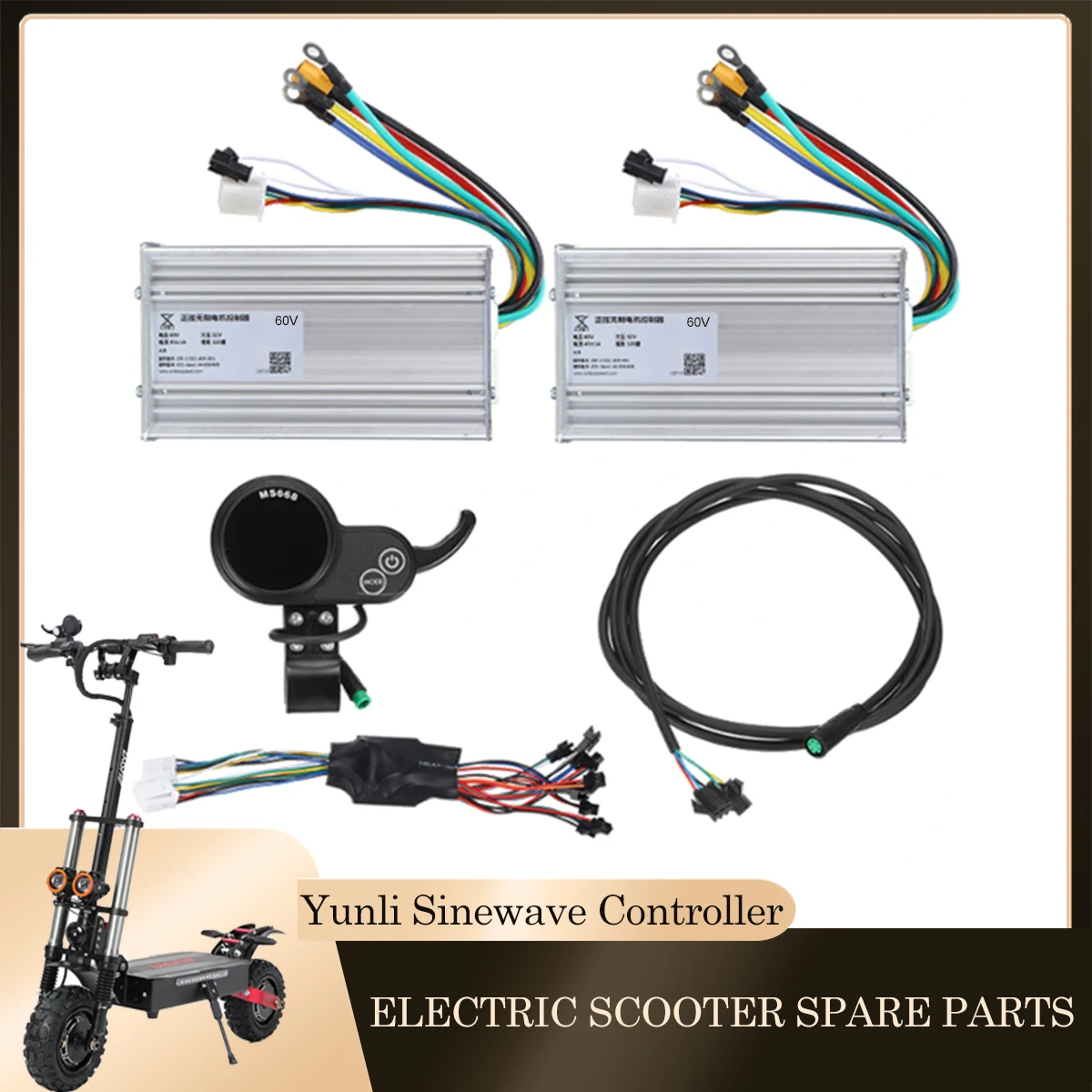 Laotie Yunli Electric Scooter Parts 60V 45A Brushless Controller With Display and Connecting Lines For ES19/ES18/ES18P/TI30 Repa