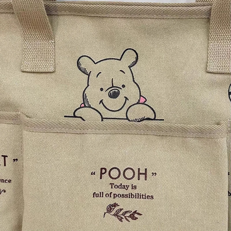 حقيبة ديزني النسائية متعددة الجيوب حقيبة قماش قنب ويني ذا بوه حقيبة كتف كرتونية ذات سعة كبيرة حقيبة يد حقيبة تسوق