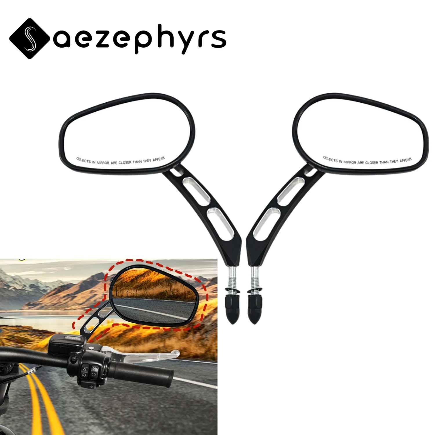 

5/16 "зеркало заднего вида для мотоцикла, боковое зеркало для Harley Sportster 883 1200 Road King Touring Dyna FXDF FLSTF Softail 1982-2025