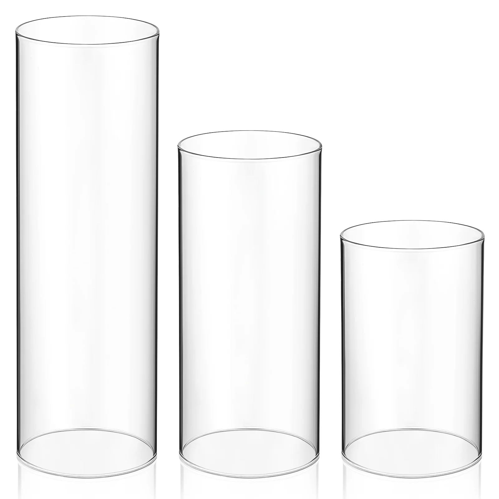 3Pcs Transparent Glass Holders Exquisite Design Romantic Atmosphere Party Decorations Desktop Accessories