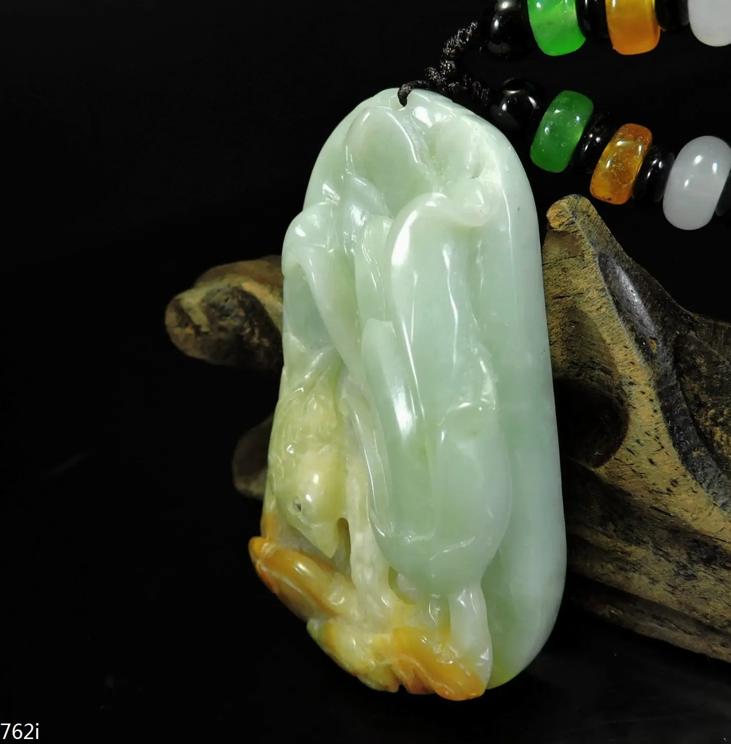 Jade Jewelry Natural Jade Pendant Necklace Hand-Carved orchid flower&bird Jadeite Necklace Pendant Gift No Treatment 762i