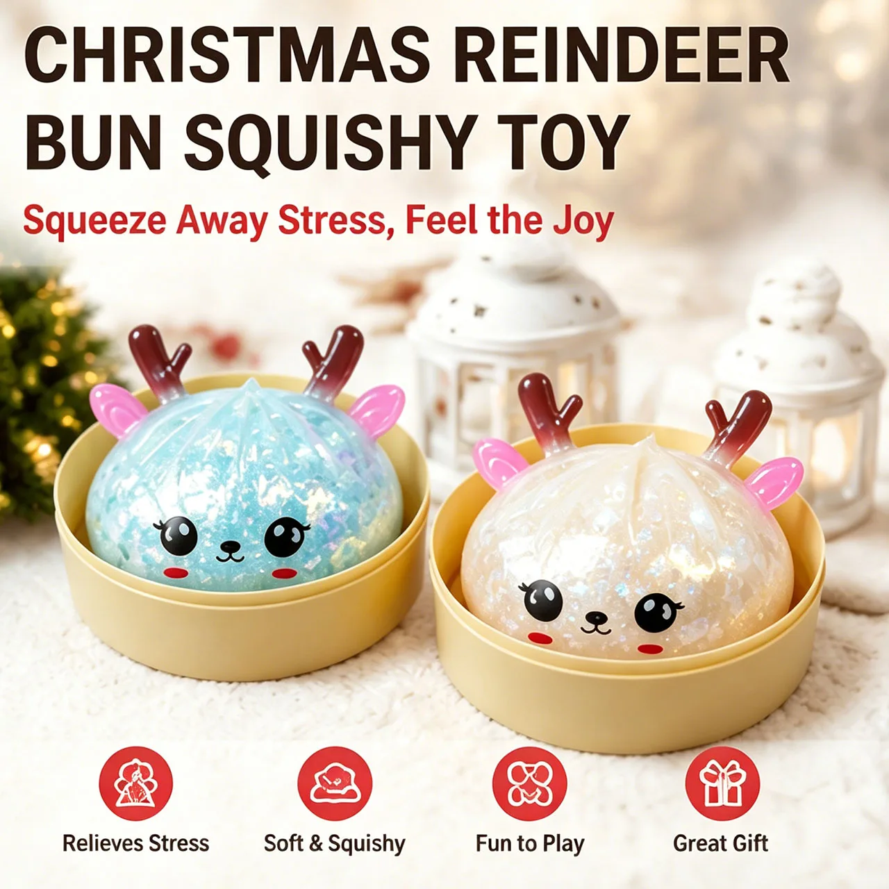 Funky Y2K Room Decor Christmas Reindeer Squishy Random Mystery Box Stretchy Jelly Tactile Prop Kawaii Desk Setup Novelty Present