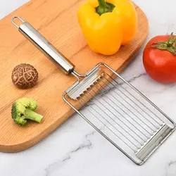 Household Stainless Steel Luncheon Meat Slicer Manual Handheld Tomato Slicer Rust-proof Labor-saving Sausage Cutter Salad