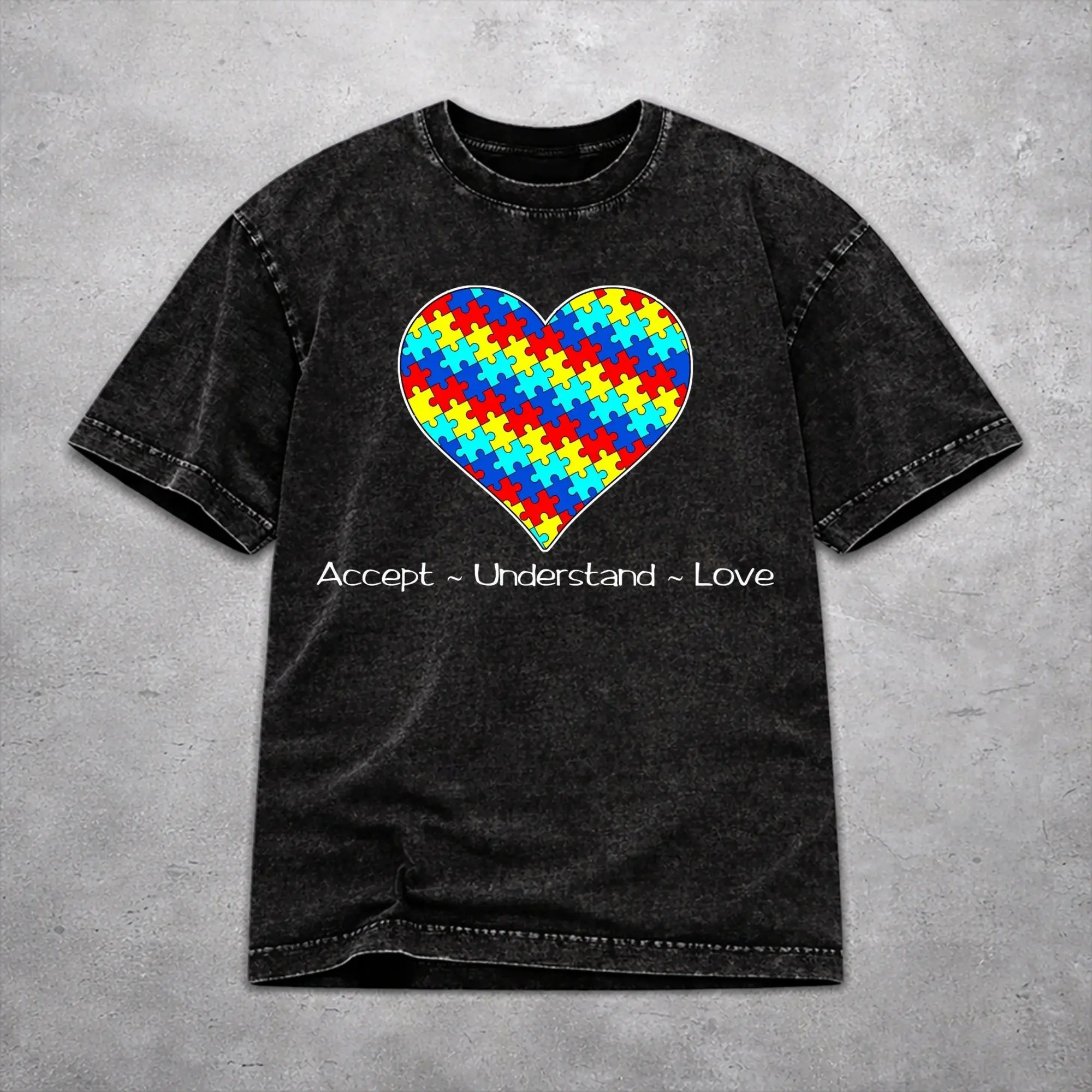 Autism Awareness Respect Love Support  Shirt Vintage Washed Style For Men Women Pure Cotton T-Shirts Tee Tops